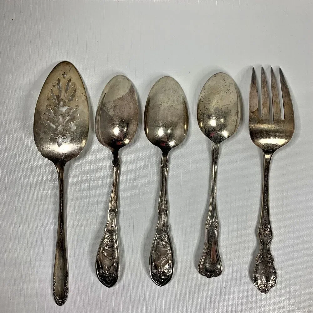 Vintage Elegant Silver Plate Serving Utensils Antique Shabby Decor Cake Pastry